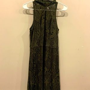Olive green lace cocktail dress